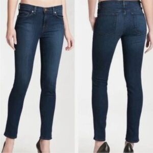 J Brand Skinny Leg Jeans in Color Pure Indigo Dark Wash Blue Denim. Size: 28